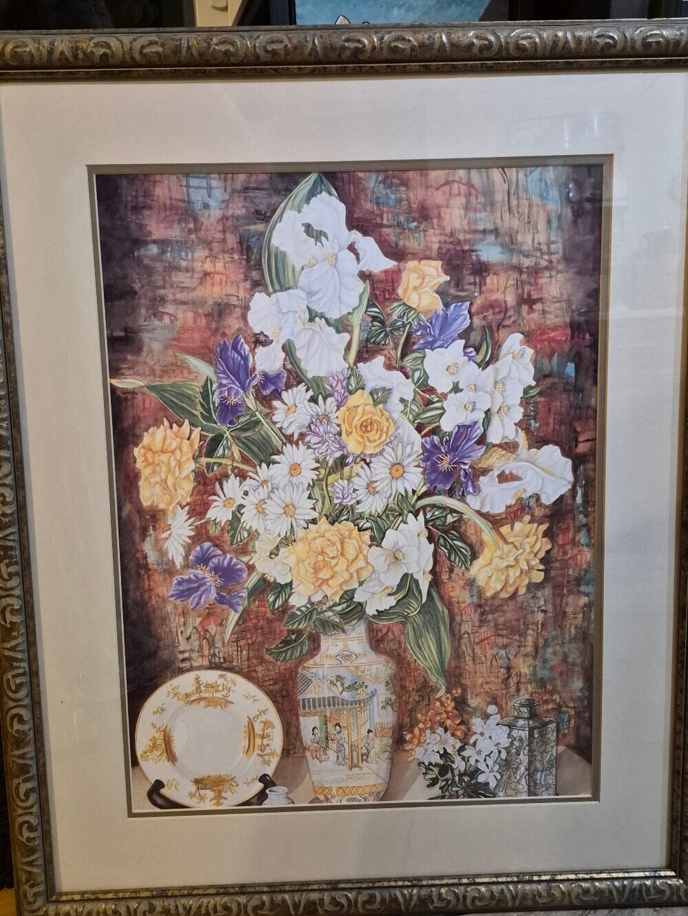 Framed Print By Artist John Powell, Floral Asian Style